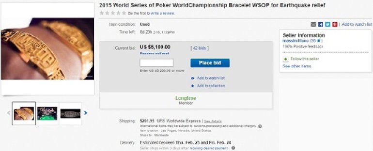 Max Pescatori selling his 2015 WSOP Champ bracelets on eBay